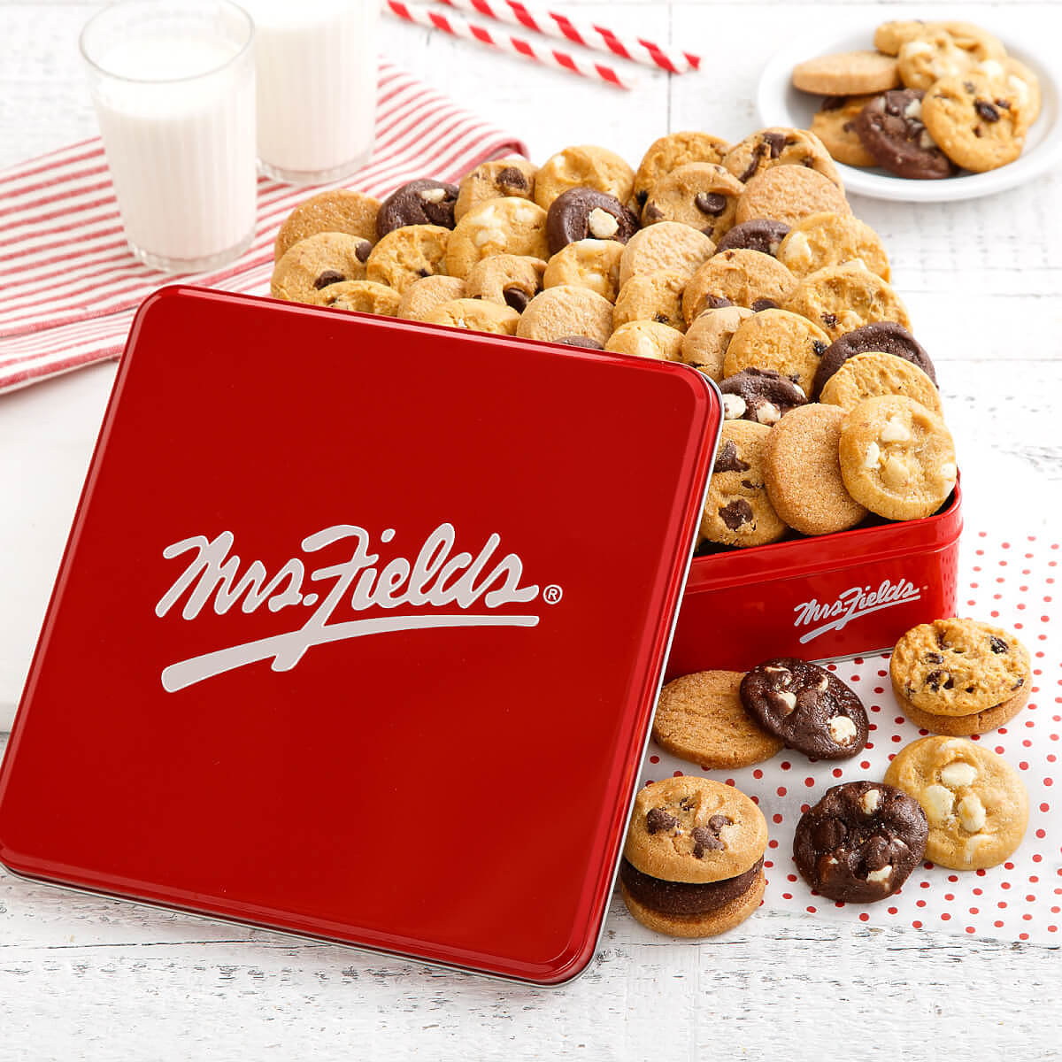 Mrs. Fields 60 Nibblers_ Bite-Sized Cookies Signature Tin